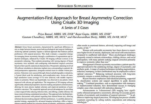 Augmentation-First Approach for Breast Asymmetry Correction Using Crisalix 3D Imaging - Dr Rajat Gupta Augmentation-First Approach for Breast Asymmetry Correction Using Crisalix 3D Imaging - Dr Rajat Gupta